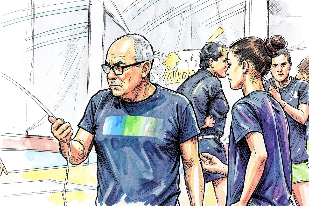 etch di atleta in corsa con linee essenziali
