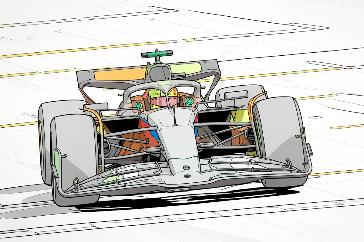 Generic illustration of vehicles in motion on a track